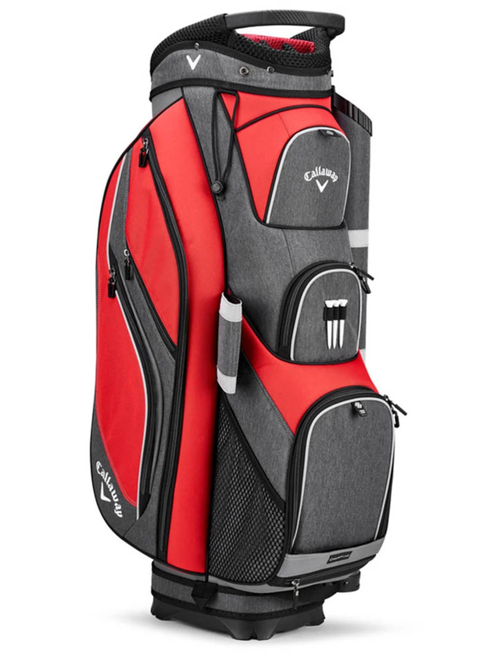 Callaway Forrester 19 Cart Bag - Red/Titanium/Silver 1 Callaway Forrester 19 Cart Bag - Red/Titanium/Silver