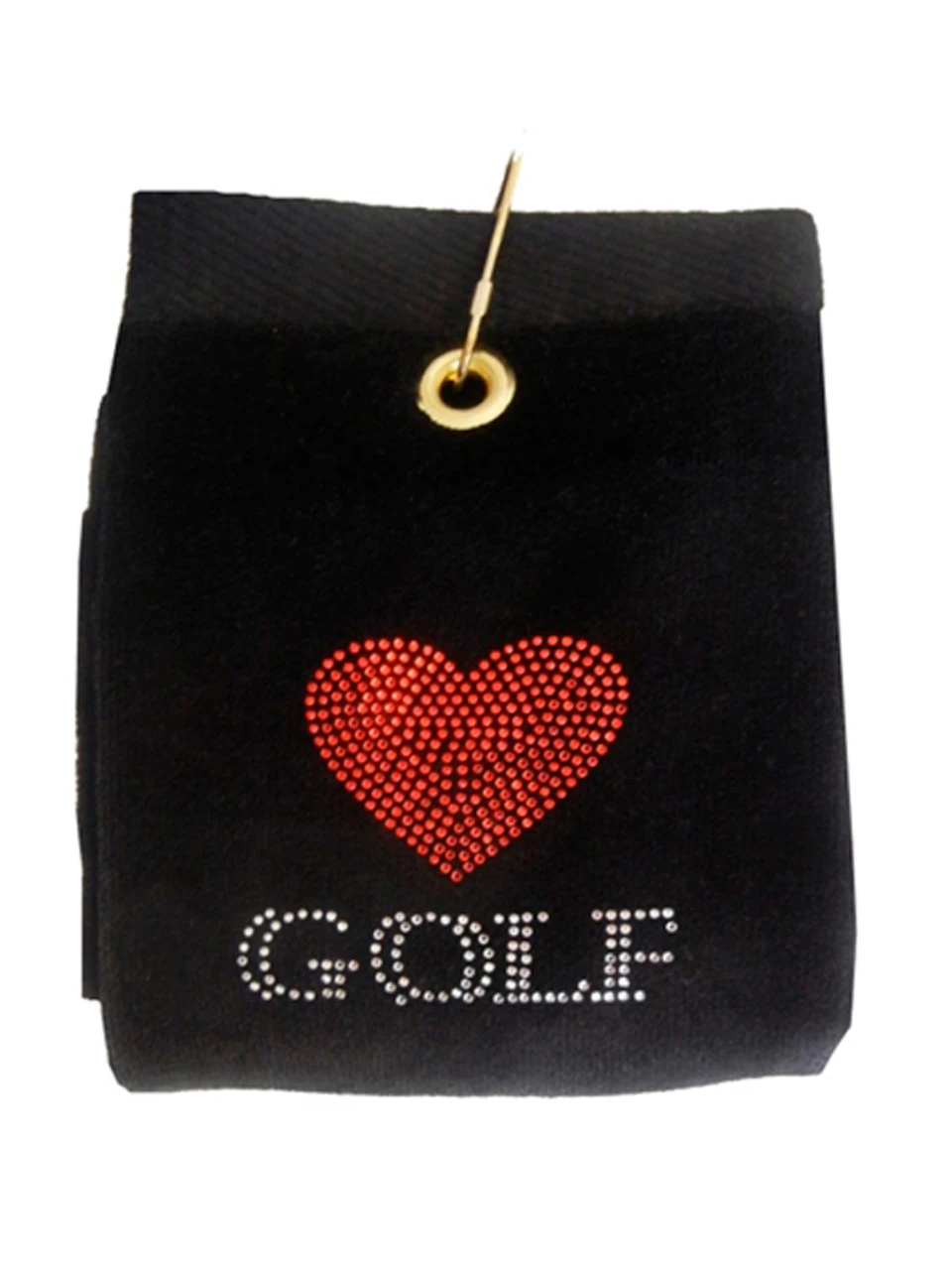 Navika Bling Heart Golf Towel Black 1 Navika Bling Heart Golf Towel Black