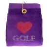 Navika Bling Heart Golf Towel Purple