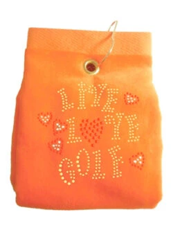 Navika Bling Live Love Golf Towel Orange